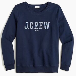J.Crew Navy logo striped sweatshirt size small